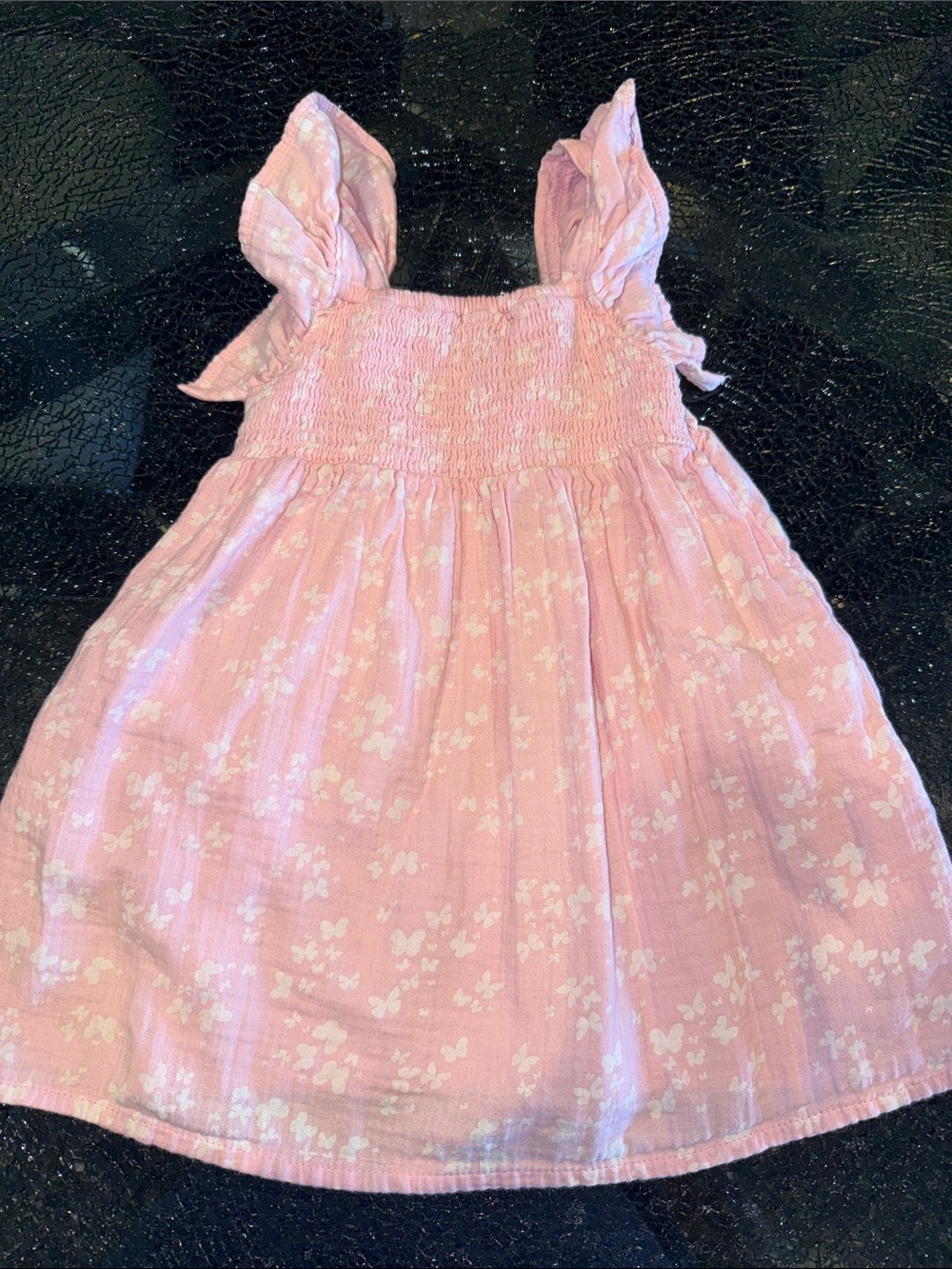 Cat & Jack Pink Butterfly Print Smocked Sundress